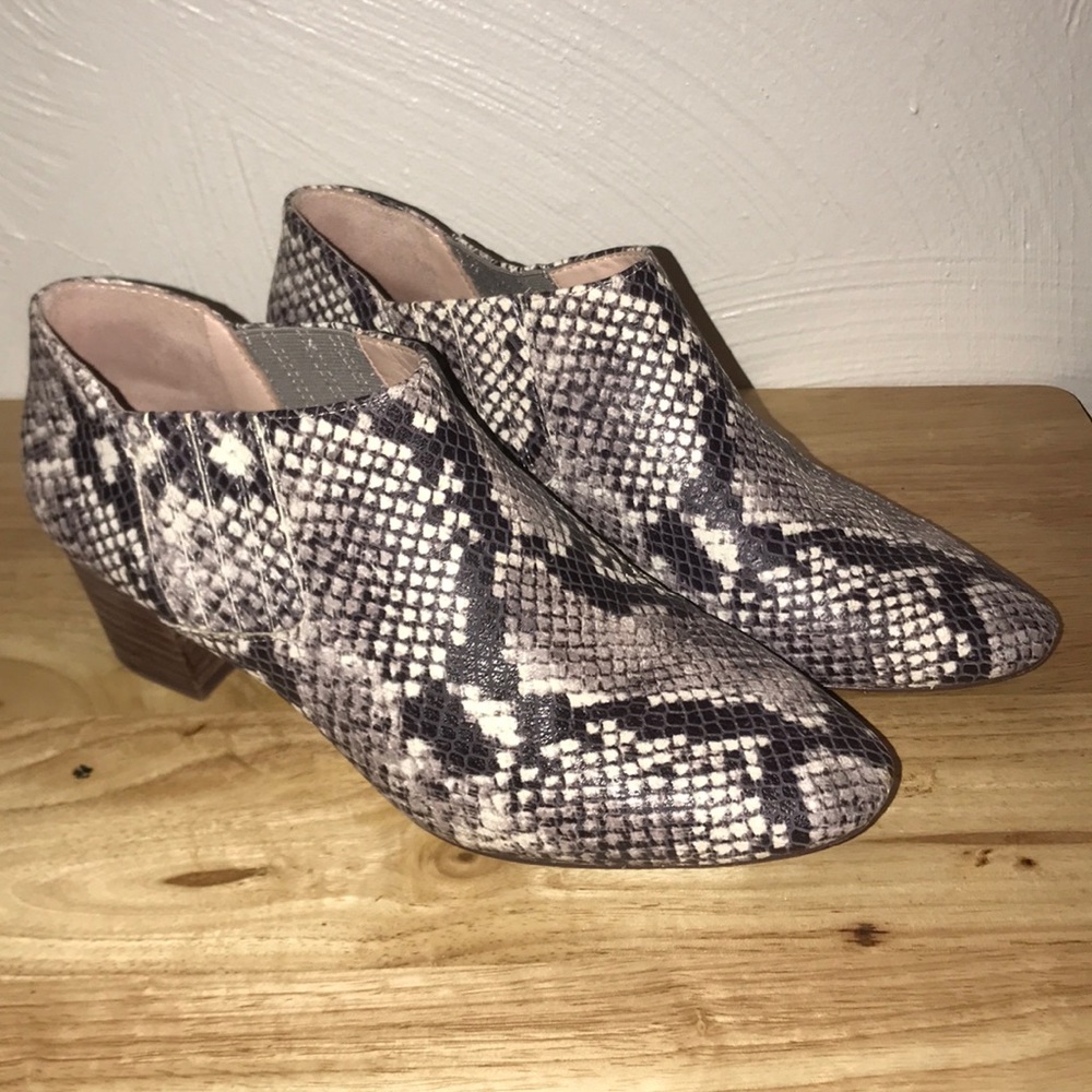Snakeskin booties